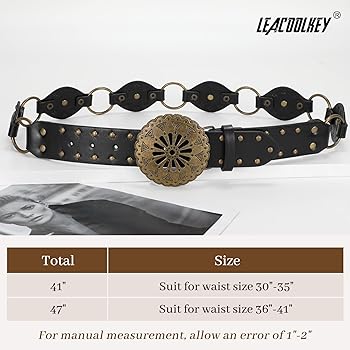 Amazon.com: LEACOOLKEY Western Concho Rivet Belt for Women